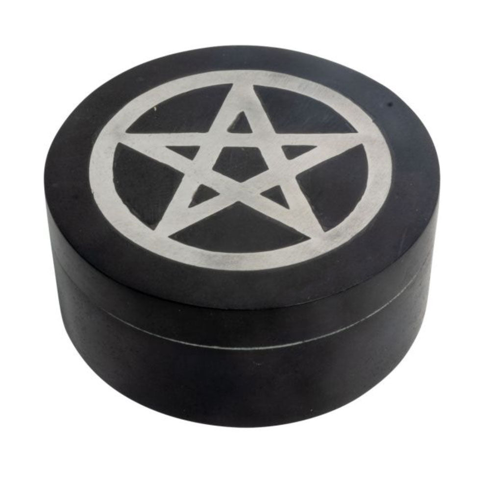 Pentacle Inlaid Soapstone Box (4 Inches) Labyrinth Trading