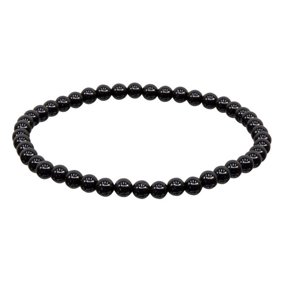 Wholesale Black Obsidian Round Bead Bracelet (4mm)