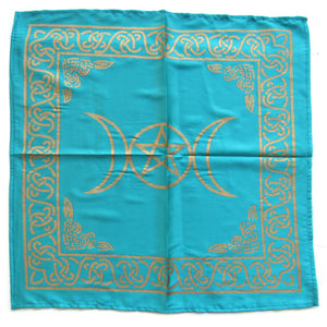 Wholesale Turquoise Triple Moon Altar Cloth (21 Inches)
