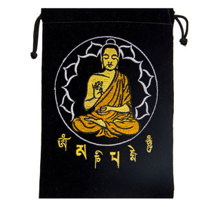 Wholesale Set of 10 Buddha Embroidered Velveteen Bags (5x7 Inches)