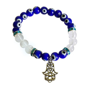 Wholesale Evil Eye and Clear Quartz Bracelet with Hamsa Charm