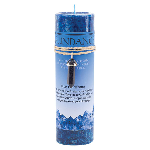 Wholesale Abundance Pillar Candle (with Blue Goldstone Pendant)
