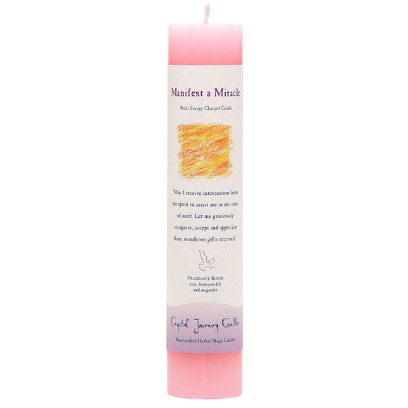 Wholesale Manifest A Miracle Pillar Candle by Crystal Journey