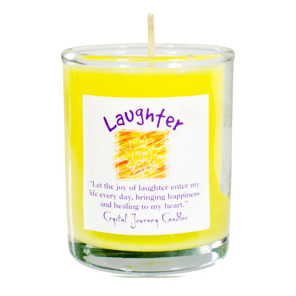Wholesale Laughter Soy Votive Candle in Jar by Crystal Journey