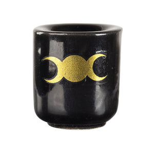 Wholesale Triple Moon Black Ceramic Chime Candle Holder