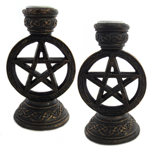 Wholesale Wicca Pentagram Taper Candle Holder (Set of 2)