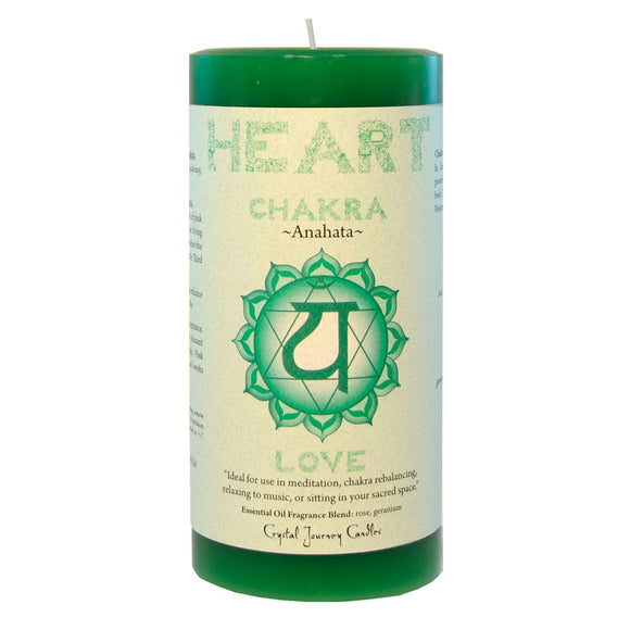 Wholesale Heart Chakra Pillar Candle by Crystal Journey