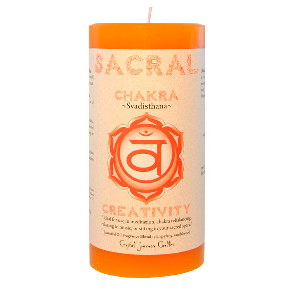 Wholesale Sacral Chakra Pillar Candle by Crystal Journey