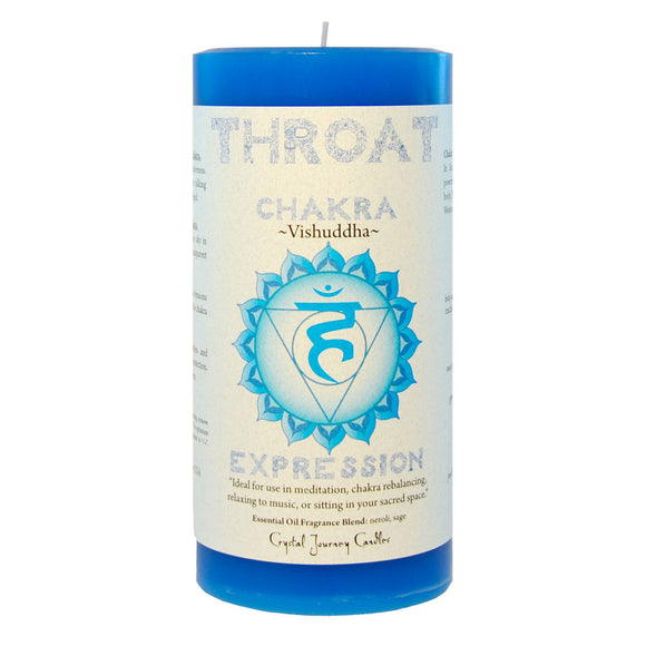 Wholesale Throat Chakra Pillar Candle by Crystal Journey