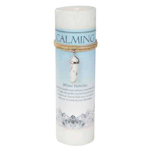 Wholesale Calming Pillar Candle (with White Howlite Pendant)