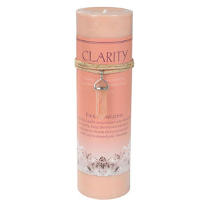 Wholesale Clarity Pillar Candle (with Pink Aventurine Pendant)