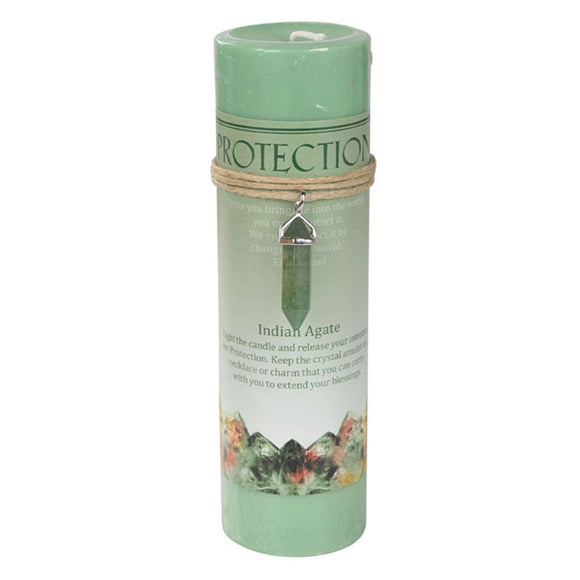 Wholesale Protection Pillar Candle (with Indian Agate Pendant)