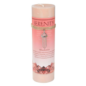 Wholesale Serenity Pillar Candle (with Rhodonite Pendant)
