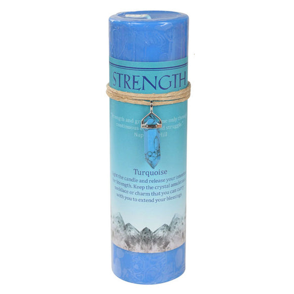Wholesale Strength Pillar Candle (with Turquoise Pendant)