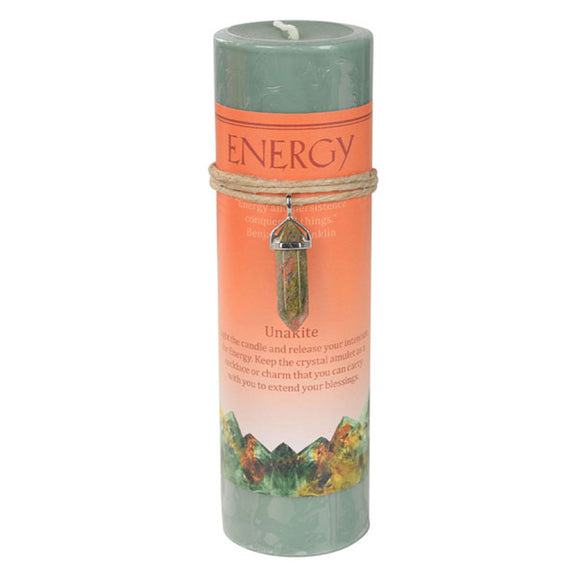 Wholesale Energy Pillar Candle (with Unakite Pendant)