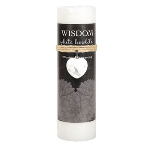 Wholesale Wisdom Pillar Candle with White Howlite Heart