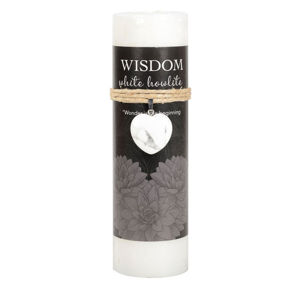 Wholesale Wisdom Pillar Candle with White Howlite Heart