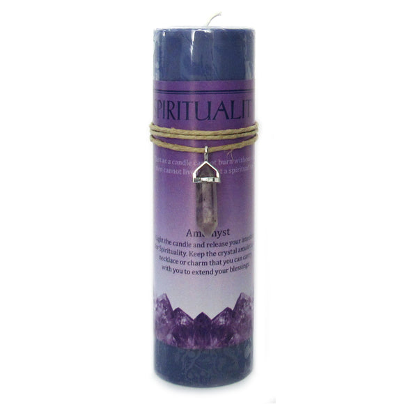 Wholesale Spirituality Pillar Candle (with Amethyst Pendant)
