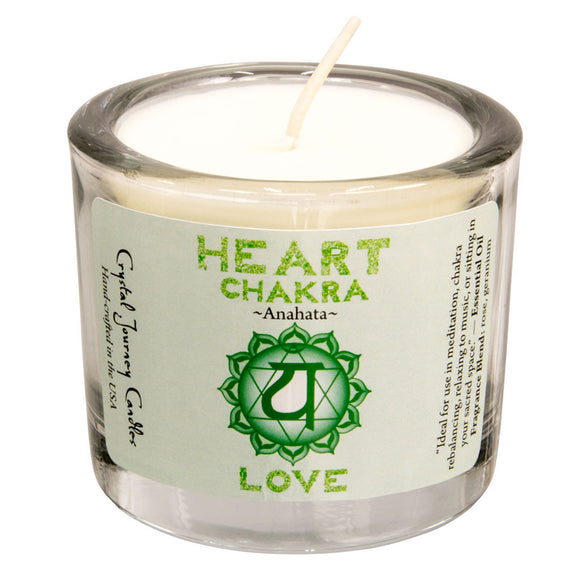 Wholesale Heart Chakra Soy Votive Candle in Jar by Crystal Journey
