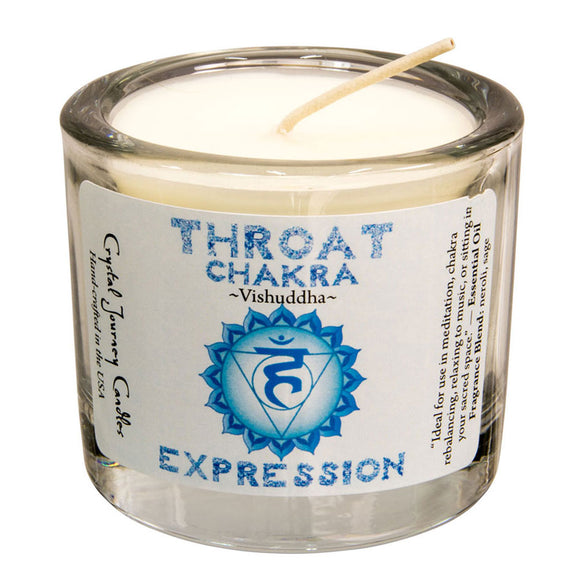 Wholesale Throat Chakra Soy Votive Candle in Jar by Crystal Journey