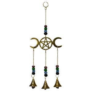 Wholesale Brass Triple Moon Chime with Beads