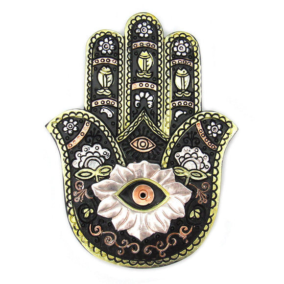 Wholesale Hamsa Hand Incense Burner (Black and Gold)