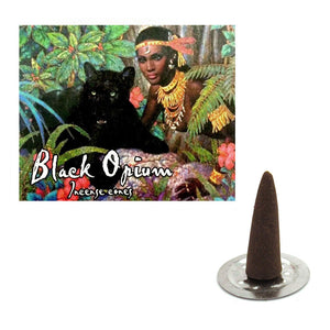 Wholesale Black Opium Incense Cones by Kamini (Box of 10 Cones)