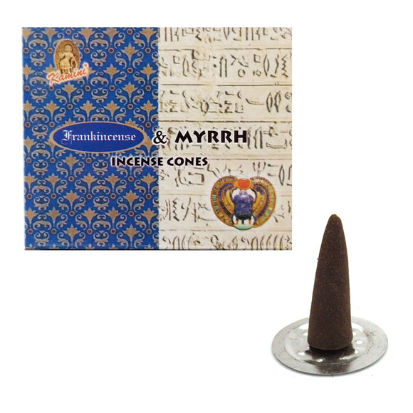 Wholesale Frankincense & Myrrh Incense Cones by Kamini (Box of 10 Cones)
