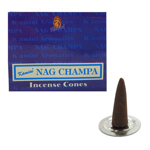 Wholesale Nag Champa Incense Cones by Kamini (Box of 10 Cones)