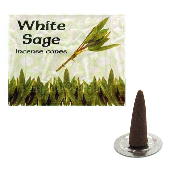 Wholesale White Sage Incense Cones by Kamini (Box of 10 Cones)