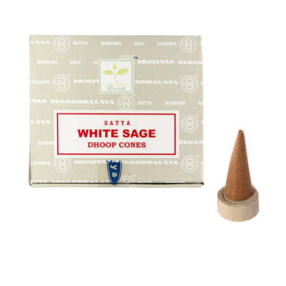 Wholesale White Sage Dhoop Cone Incense by Satya