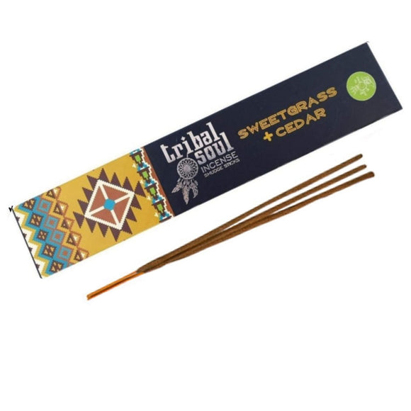 Wholesale Sweetgrass & Cedar Incense Sticks by Tribal Soul (15g)