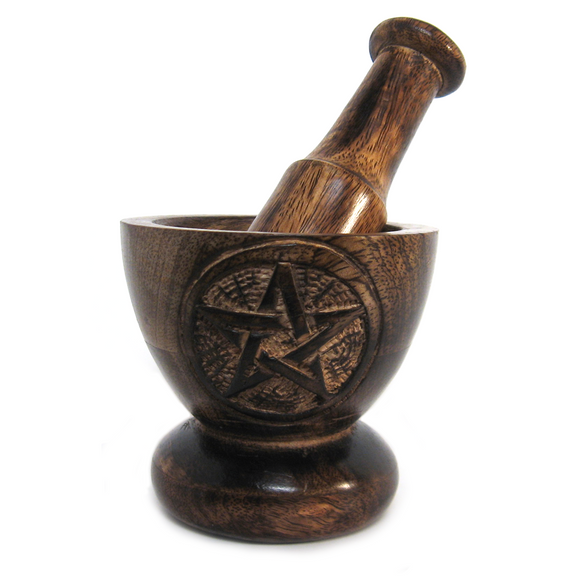 Wholesale Wooden Pentagram Mortar and Pestle