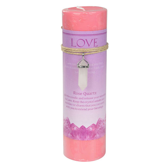 Wholesale Love Pillar Candle (with Rose Quartz Pendant)