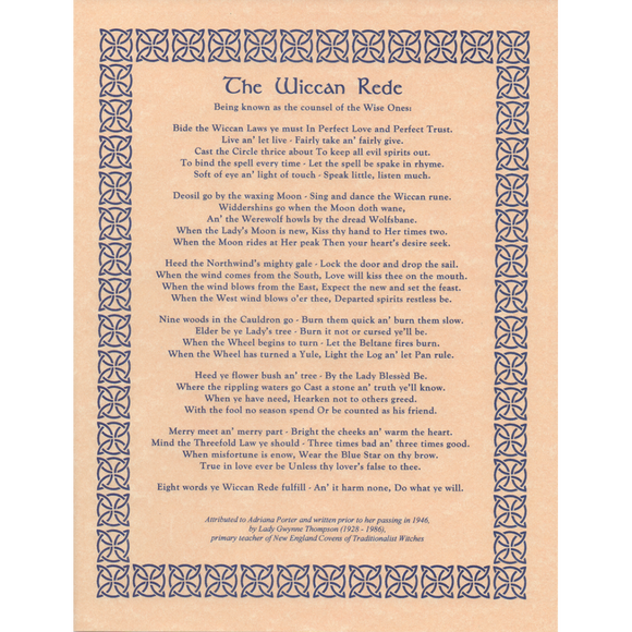 Wholesale Wiccan Rede (Long Poem) Poster
