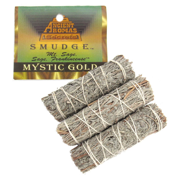 Wholesale Package of 3 Mystic Gold Smudge Sticks (4 Inches) by Ancient Aromas
