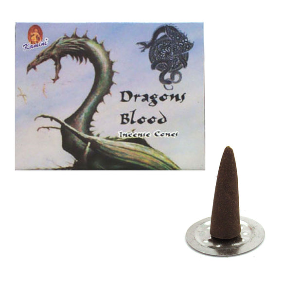 Wholesale Dragon's Blood Incense Cones by Kamini (Box of 10 Cones)